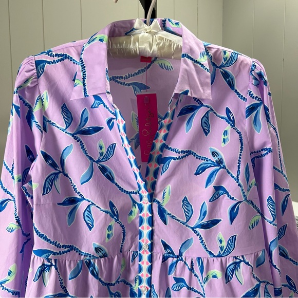 Lilly Pulitzer Kenna Stretch Top Purple Iris Slathouse Jungle Engineered M NWT